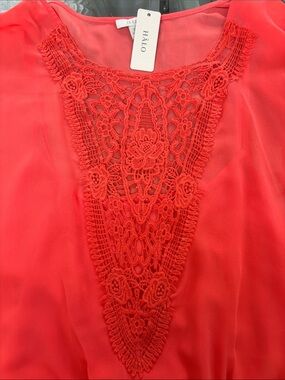 Halo Coral Crochet-Trim Tunic Top